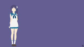 Girl short dress purple background - asai chū free wallpaper