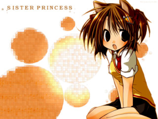 Girl cat sitting anime blush - her shoulder free wallpaper