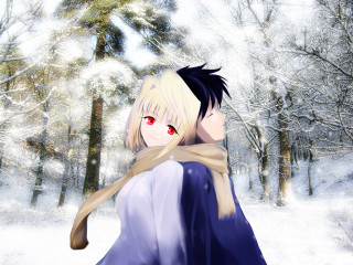 Woman blue dress scarf snow - a scarf free wallpaper