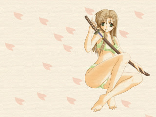 Woman bikini sword bird pink - her hand and a bird free wallpaper