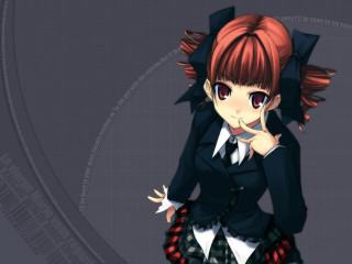 Anime girl red hair black 2 - a black suit and tie free wallpaper