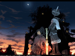 Night forest couple stars moon - ufotable free wallpaper