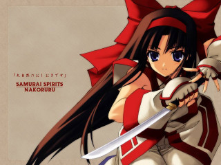 Woman sword red outfit bow - ufotable free wallpaper