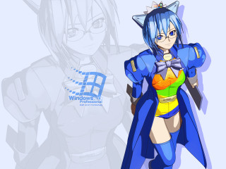 Blue hair cat ears cel - cel free wallpaper for desktop