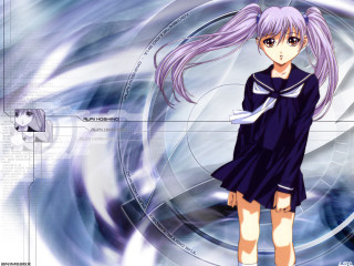 Anime girl blue dress circular - swirl free wallpaper