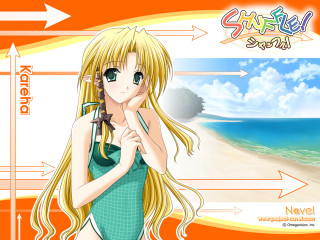 Girl green dress beach umbrella - an umbrella free wallpaper