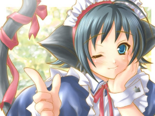 Anime girl blue hair red 10 - a thumb free wallpaper