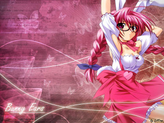Pink hair girl rabbit glasses - a white rabbit free wallpaper