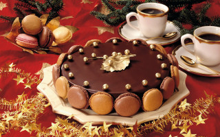 Chocolate cake gold decorations coffee - decadent free wallpaper