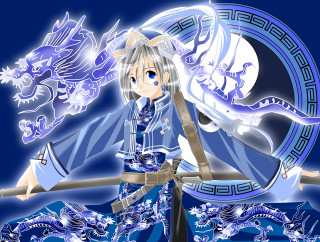 Anime dragon sword magic hexagram - a white dragon free wallpaper