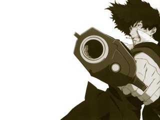 Man smiling gun blackandwhite background - yusuke murata free wallpaper
