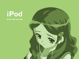 Girl headphones green background ai - headphone free wallpaper