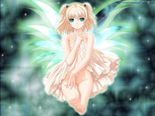 Fairy girl blue eyes white - a blue background free wallpaper for desktop
