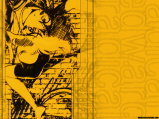 Yellow sunflower woman brick wall - a brick wall behind her free wallpaper