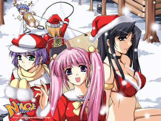Anime girls snow santa hats - santa hat free wallpaper