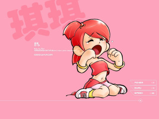 Cartoon girl red hair sitting - her mouth open free wallpaper for desktop