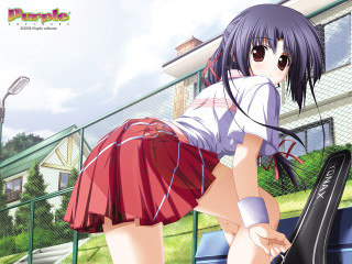 Girl tennis court anime racket - a short skirt free wallpaper