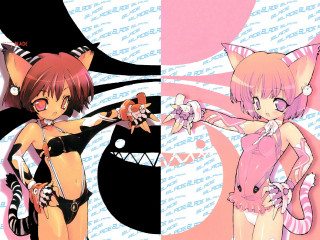 Anime girls cat tiger animal - two anime character free wallpaper for desktop