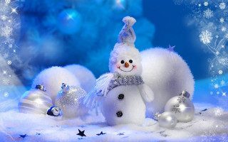 Snowman hat scarf ornaments blue 2 - ornament free wallpaper