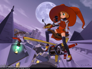 Cartoon girl bike city night - hint of yayoi kasuma free wallpaper for desktop