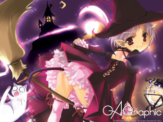 Gothic anime witch cat broom - a broom free wallpaper