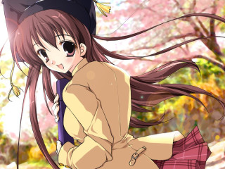 Girl hat longhair park anime - a park free wallpaper