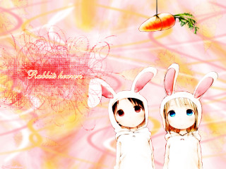 Two rabbits carrots anime 2011 - two rabbit free wallpaper