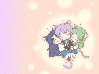 Kawaii anime sisters hug pink - kawaii free wallpaper for desktop