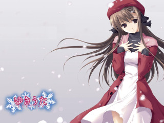 Woman red coat hat snow - winter free wallpaper for desktop