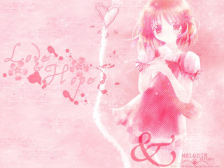 Pink dress girl heart anime - a pink heart free wallpaper