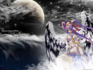 Girl wings clouds moon anime - a moon in the background free wallpaper