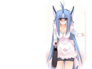 Blue hair woman robot umbrella - a black umbrella free wallpaper