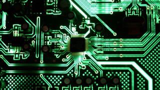 Computer board colored lights closeup - cybernetic free wallpaper for desktop