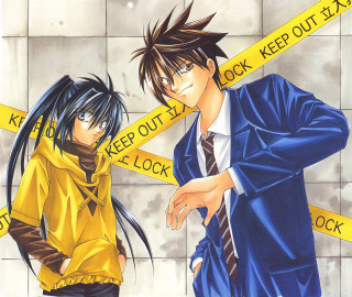 Caution tape manga argyle honeycomb - a couple of people free wallpaper for desktop