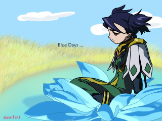 Cartoon person sitting flower field - a flower in a field free wallpaper