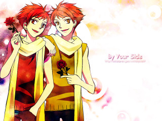 Twins red rose anime boy - symmetry!! free wallpaper