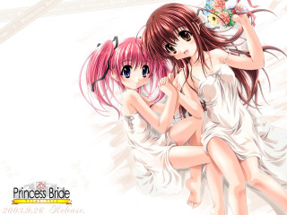 Pink haired anime girls bed 2 - their back free wallpaper for desktop