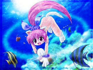 Pink hair mermaid fish underwater - fish free wallpaper for desktop