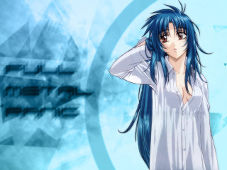 Blue haired girl white shirt - anime style free wallpaper