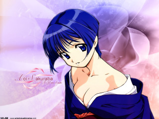 Blue haired woman kimono smile - a smile free wallpaper for desktop