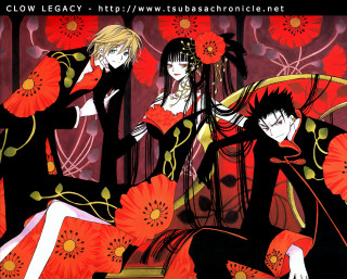 Anime gothic flowers kimono characters - free autumn wallpaper