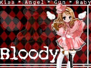 Pink dress girl gun argyle - blood free wallpaper