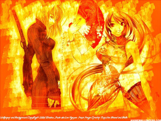 Demon girls fire background anime - gun free wallpaper for desktop