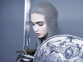 Woman chainmail helmet sword shield - a sword and shield free wallpaper