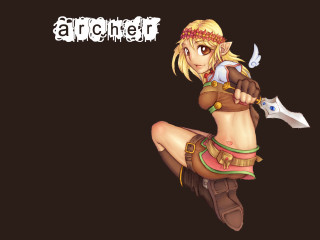 Elf archer blonde brown eyes - a knife and a sword free wallpaper