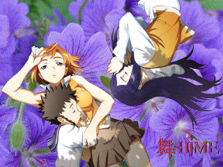 Anime girls flower hug school - the caption free wallpaper