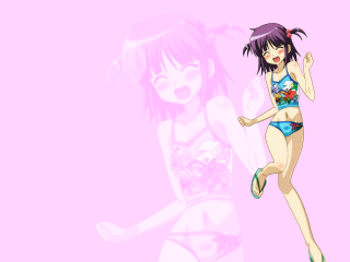 Pink bikini girl floral blush - a pink background behind her free wallpaper