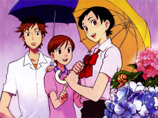 Family rain umbrella flower storybook - a family free wallpaper