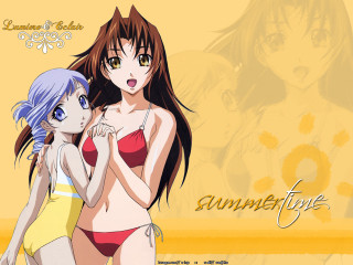 Anime girls bathing suits yellow - suit free wallpaper