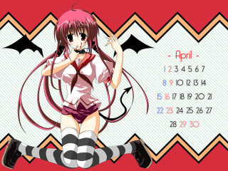 Pink haired girl calendar demon - a calendar free wallpaper